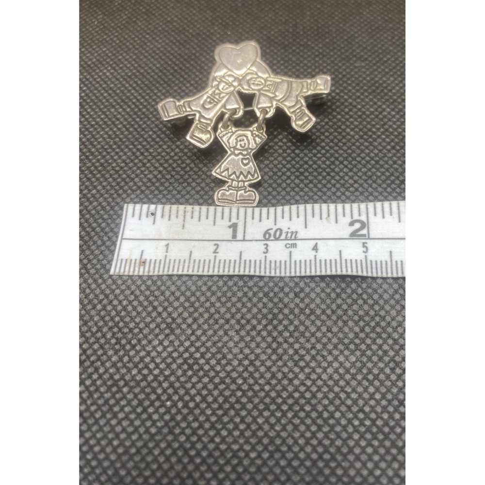 Children Holding Hands .925 Sterling Silver Pendant &/or Broach-Necklace not inc - Picture 3 of 4